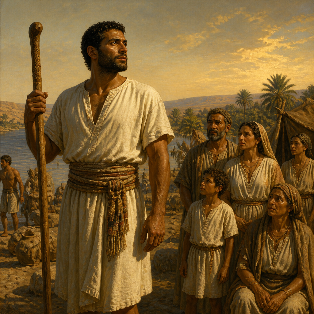 Oil-painting style scene of Anamim, figures from the Bible