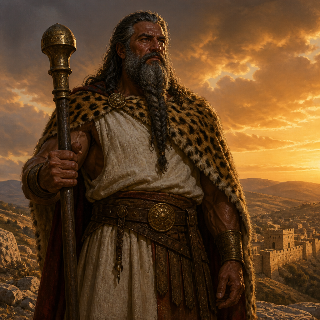 Oil-painting style portrait of Arba, Patriarch of the Anakim and the namesake of Kiriath-arba