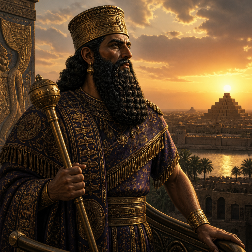 Oil-painting style portrait of Arioch, King of Ellasar, King of Ellasar who joined the coalition against the kings of Sodom and Gomorrah