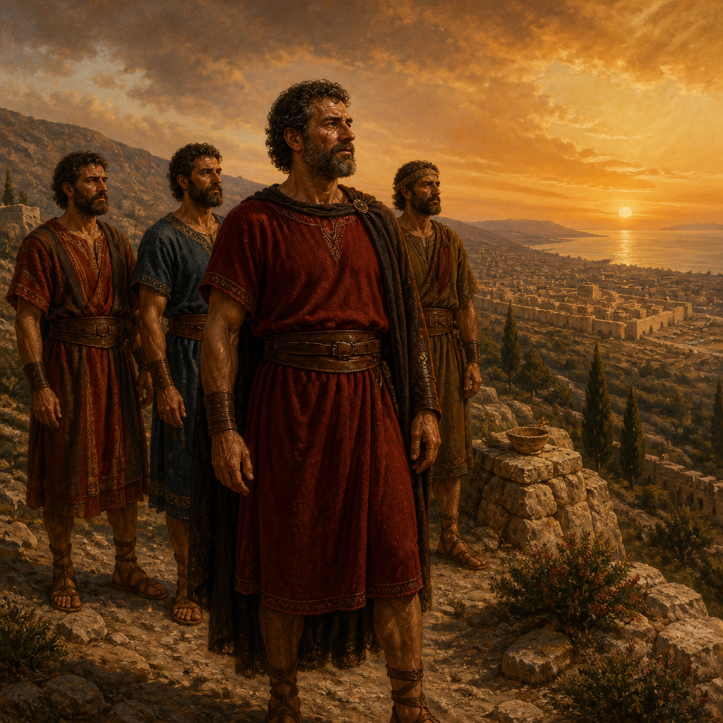 Oil-painting style portrait of Arkites, Canaanite clan listed in the Table of Nations