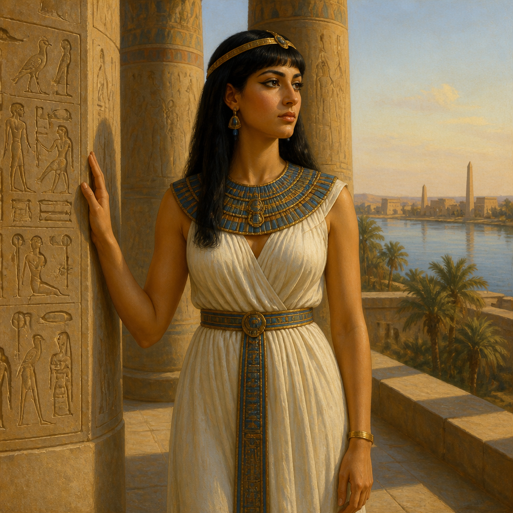 Oil-painting style portrait of Asenath, Wife of Joseph and mother of Manasseh and Ephraim