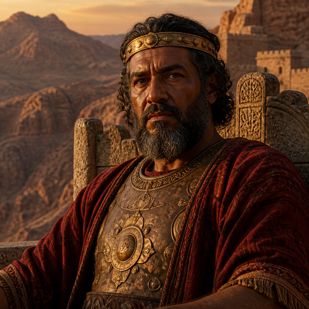 Oil-painting style portrait of Baal-hanan, King of Edom, Seventh king of Edom mentioned in the early genealogies of Genesis