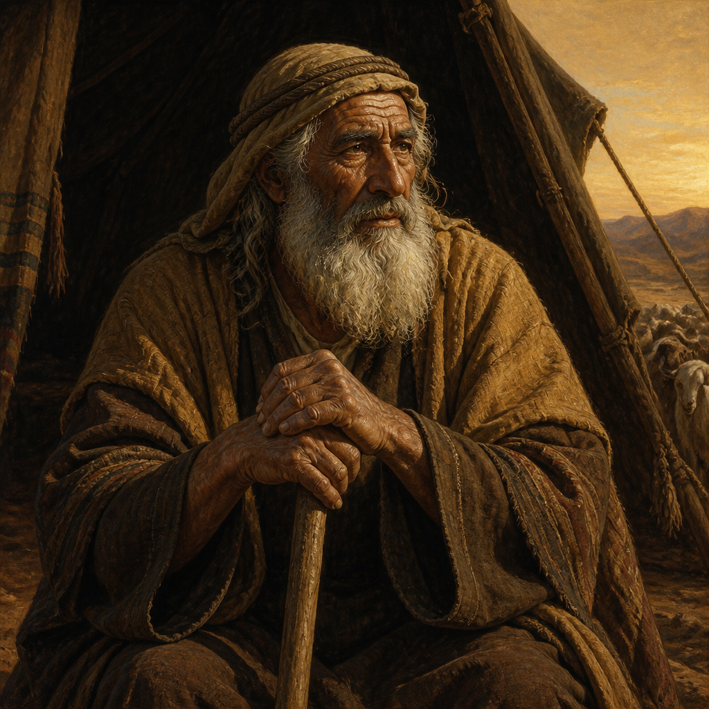 Oil-painting style portrait of Barachel, Patriarch and father of Elihu the Buzite