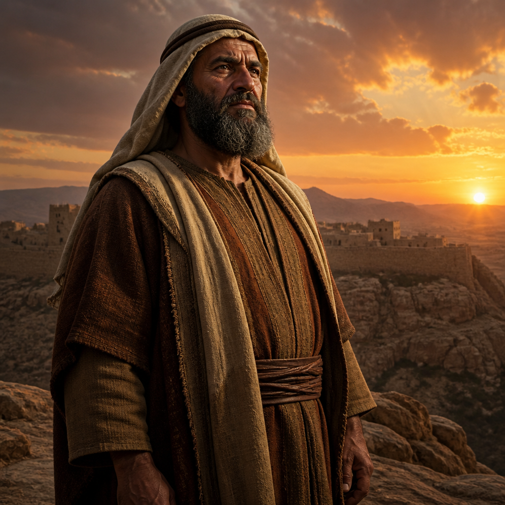 Oil-painting style portrait of Beor, Father of King Bela, Edomite patriarch and father of Bela, the first king of Edom