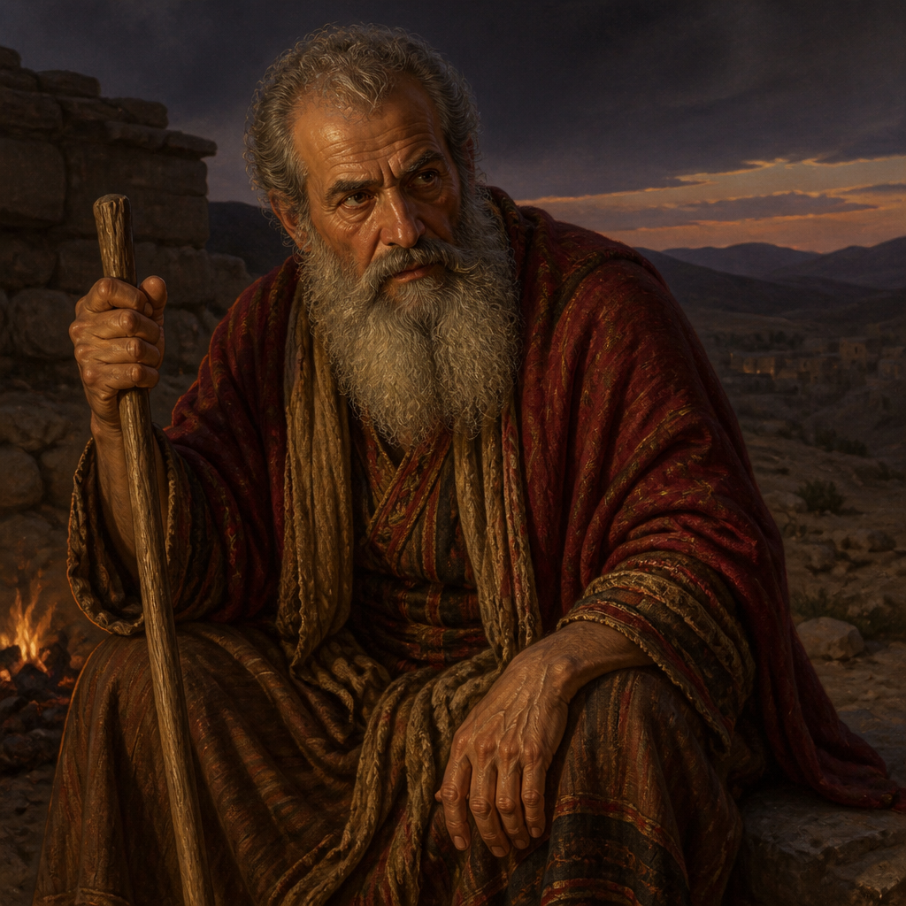 Oil-painting style portrait of Bildad, Friend of Job who argued for the necessity of divine retribution