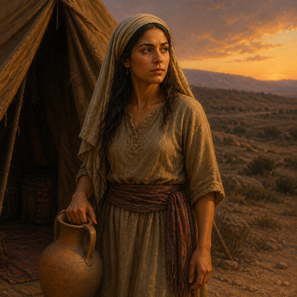 Oil-painting style portrait of Bilhah, Mother of Dan and Naphtali and maidservant to Rachel