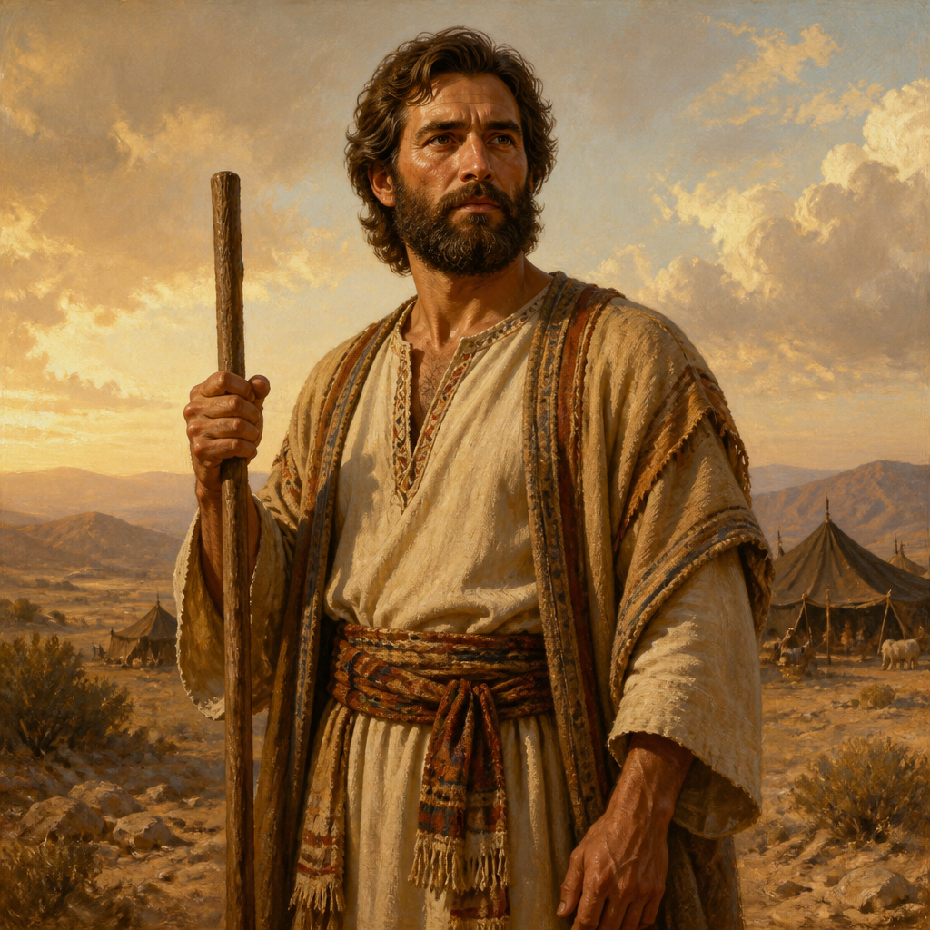 Oil-painting style portrait of Bimhal, Patriarch of the tribe of Asher and son of Japhlet