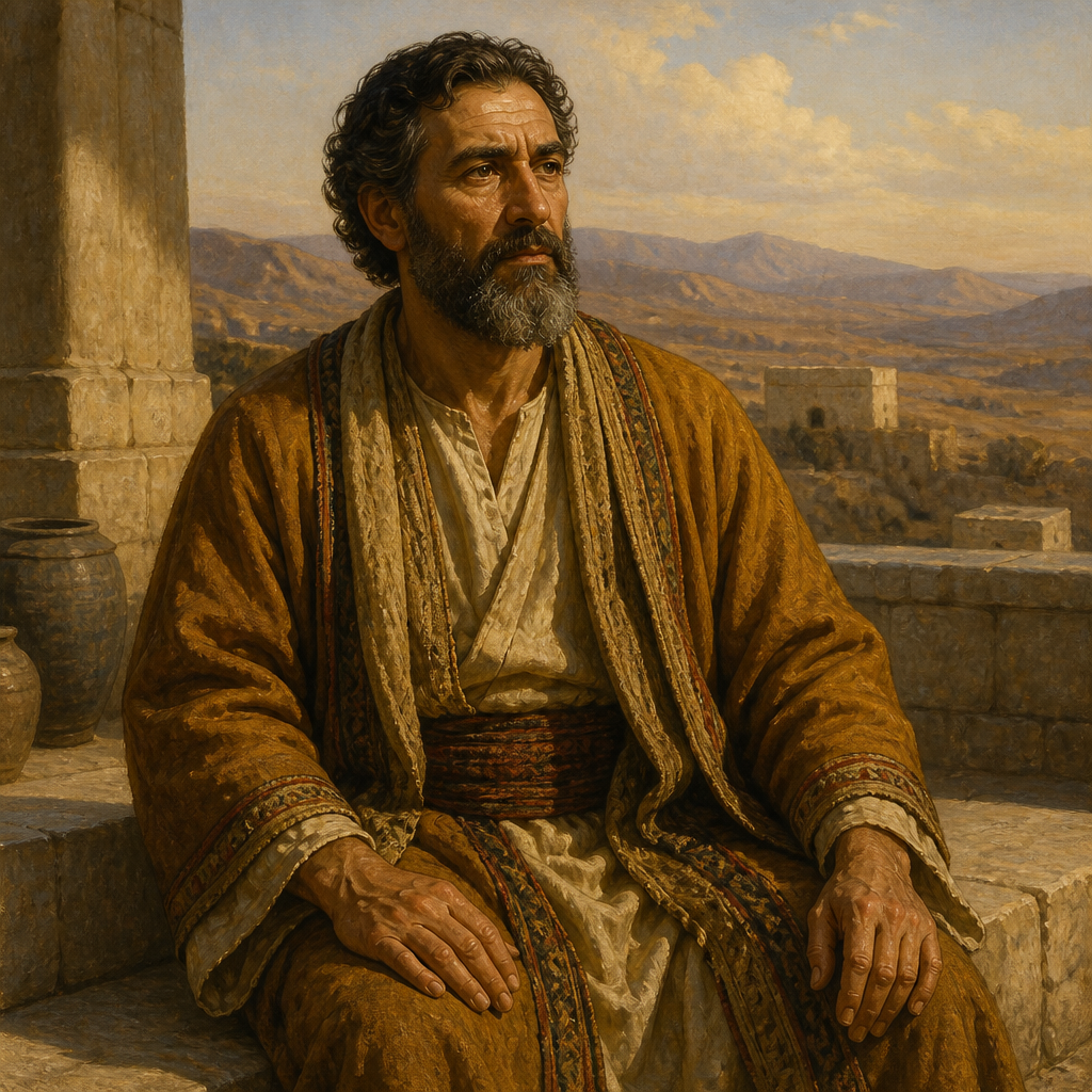 Oil-painting style portrait of Buzites, Patriarchal family of the family of Ram identified in the Book of Job