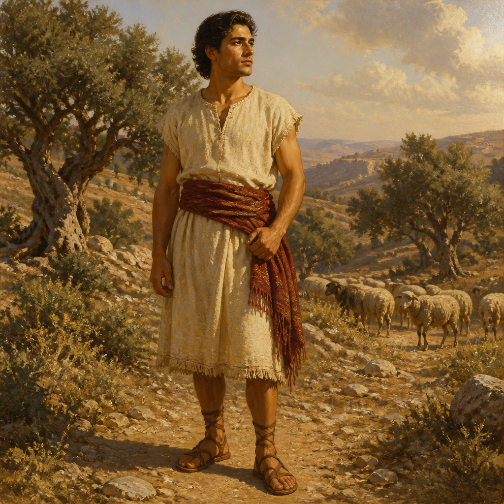 Oil-painting style portrait of Calcol, Grandson of Zerah, grandson of Judah and one of the five sons of Zerah
