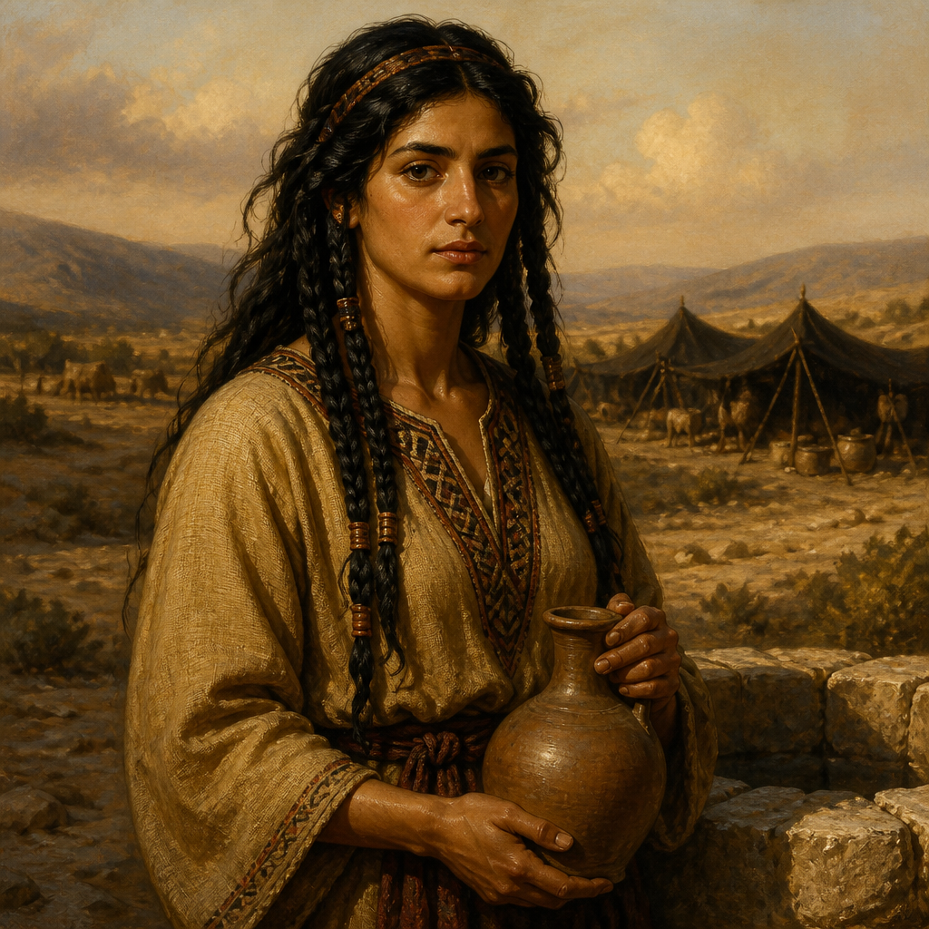Oil-painting style portrait of The Canaanite Woman (Wife of Simeon), Mother of Shaul and partner of Simeon who integrated Canaanite lineage into the tribe of Simeon