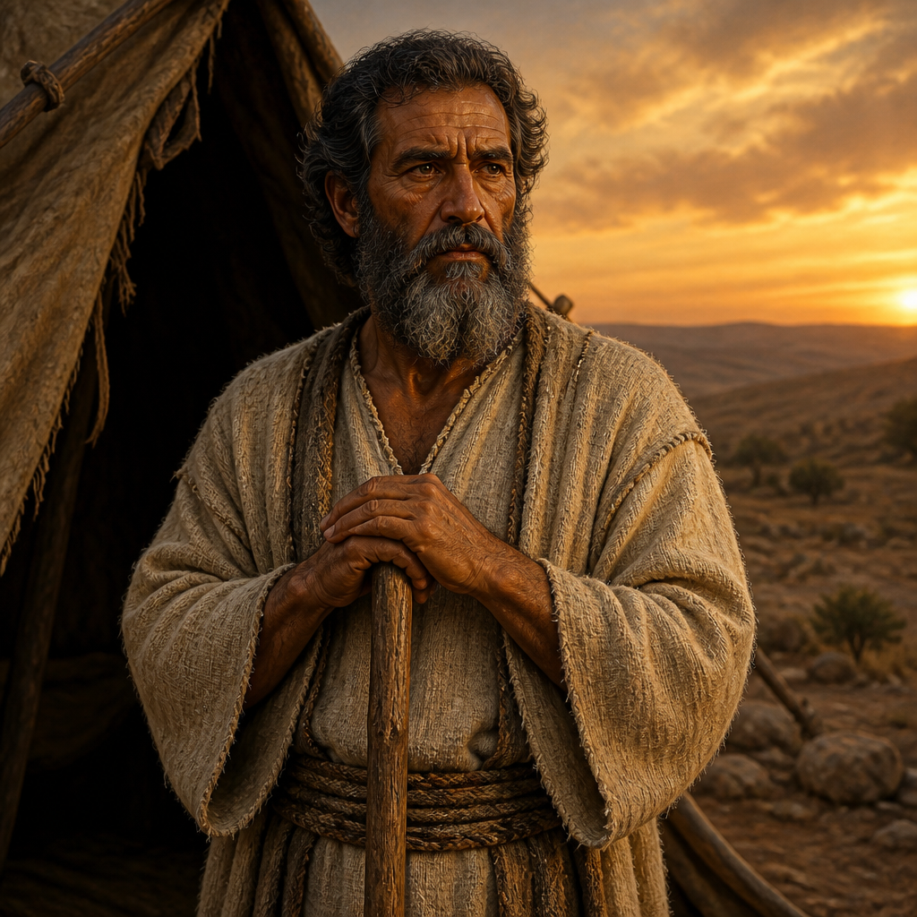 Oil-painting style portrait of Carmi, Father of Achan, father of Achan who was identified during the inquiry regarding the sin at Jericho