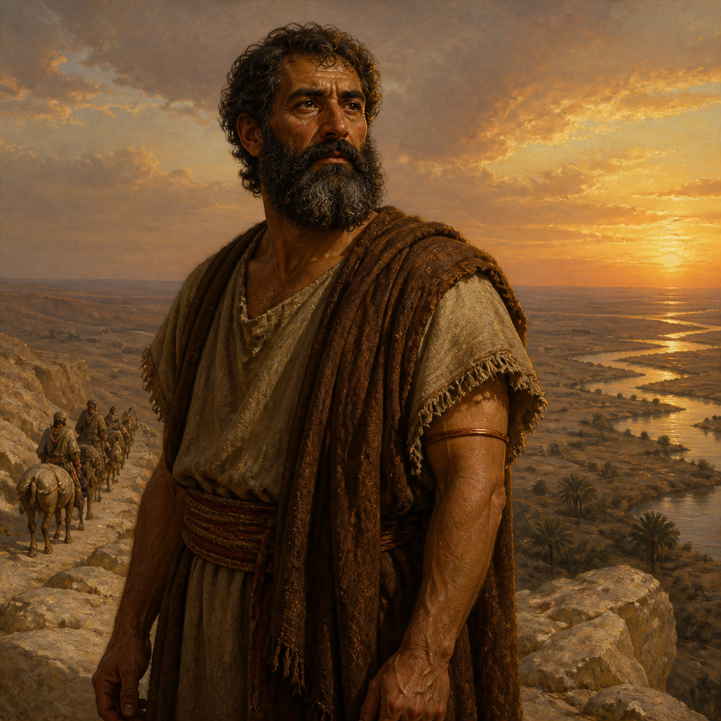 Oil-painting style portrait of Casluhim, Patriarch from whom the Philistine people originated