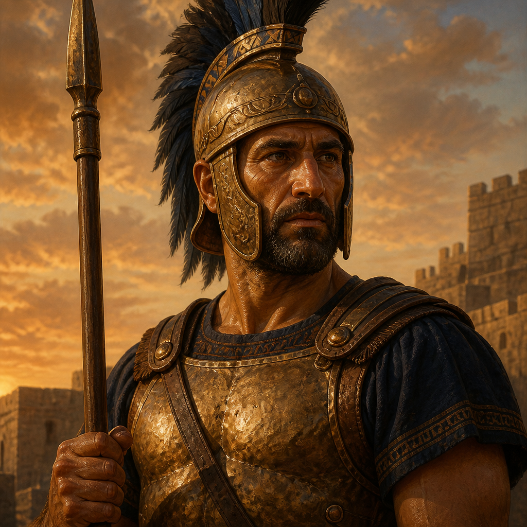 Oil-painting style portrait of Cherethites, The Royal Bodyguard, Elite military unit that served as King David's personal bodyguard