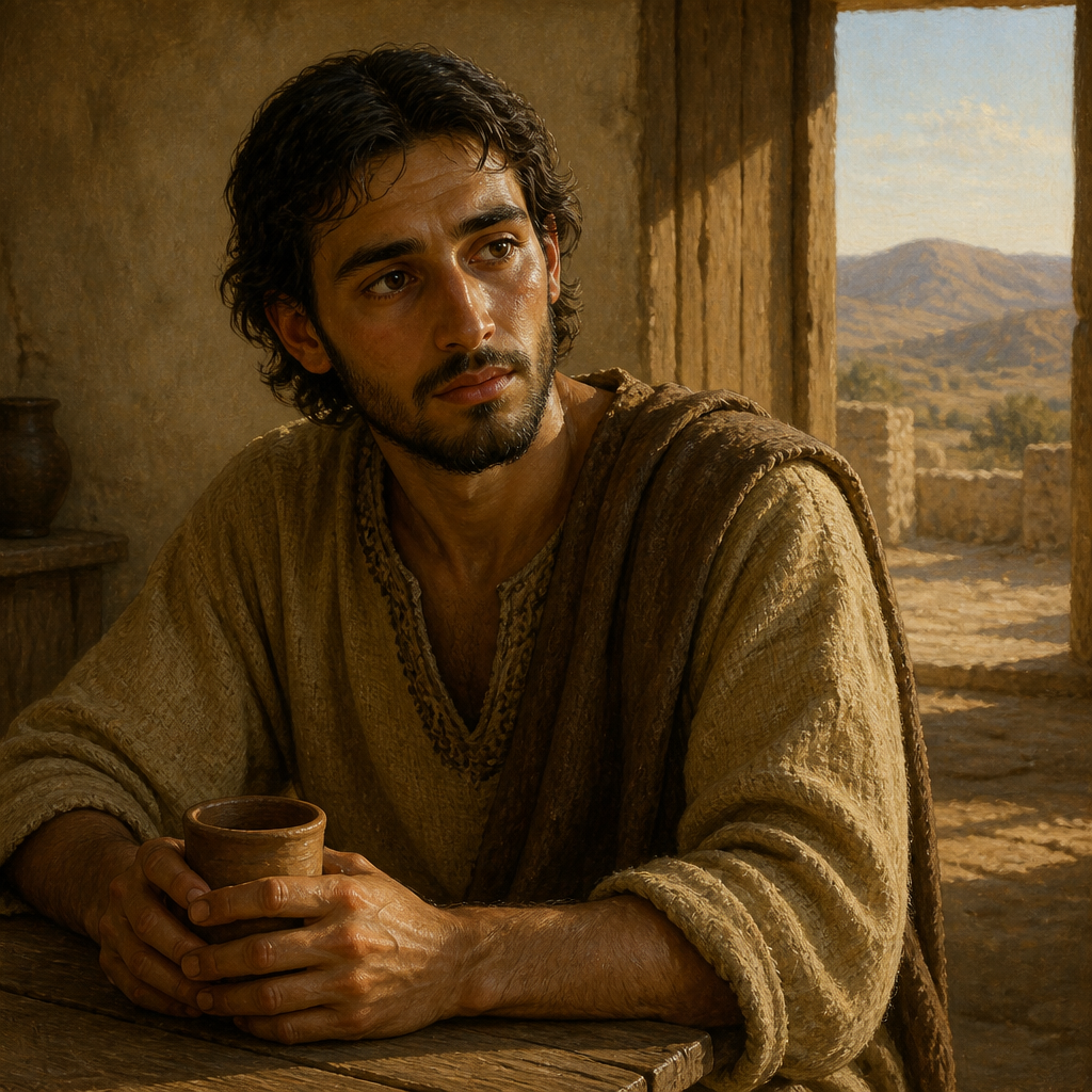Oil-painting style portrait of Chilion, Son of Naomi and husband of Orpah who died in Moab