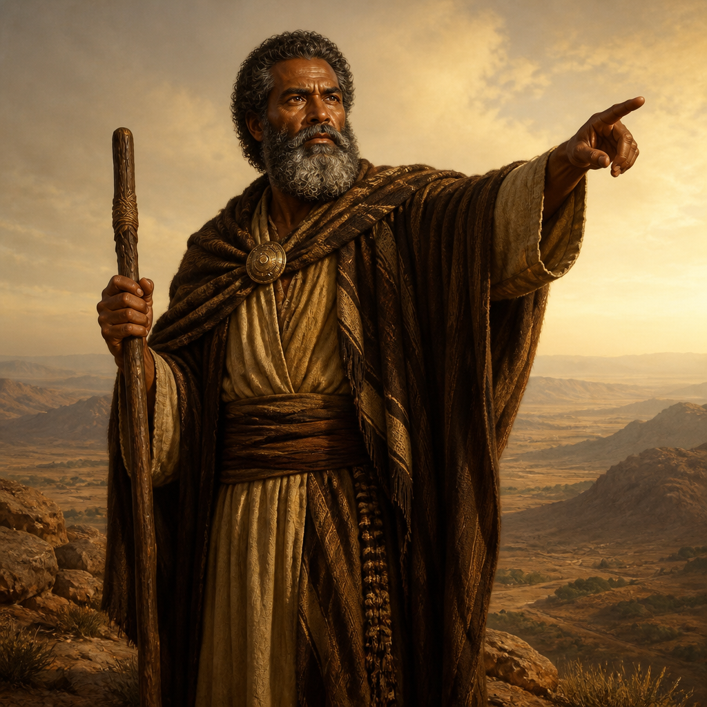 Oil-painting style portrait of Cush, Son of Ham, Patriarchal ancestor of the Cushite people and father of Nimrod