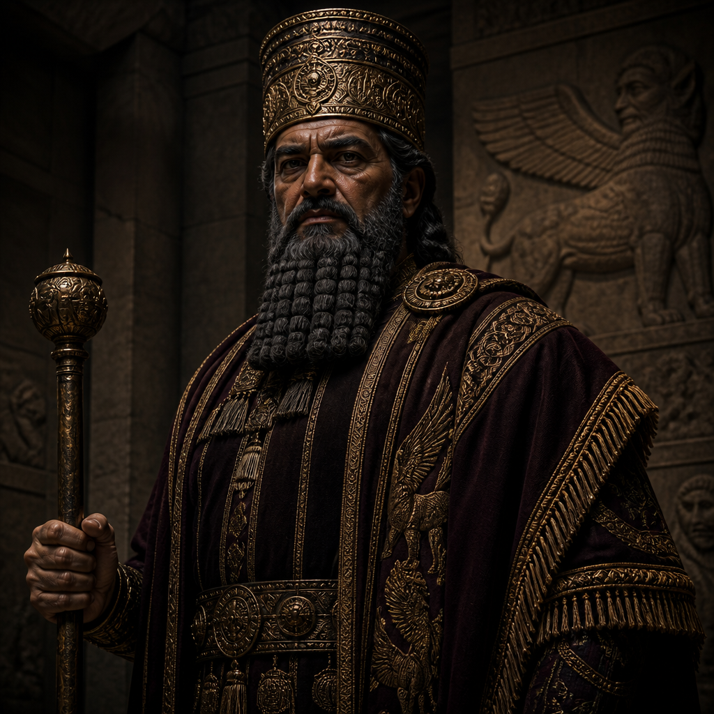 Oil-painting style portrait of Cushan-rishathaim, King of Aram-naharaim who was the first to oppress Israel in the period of the Judges