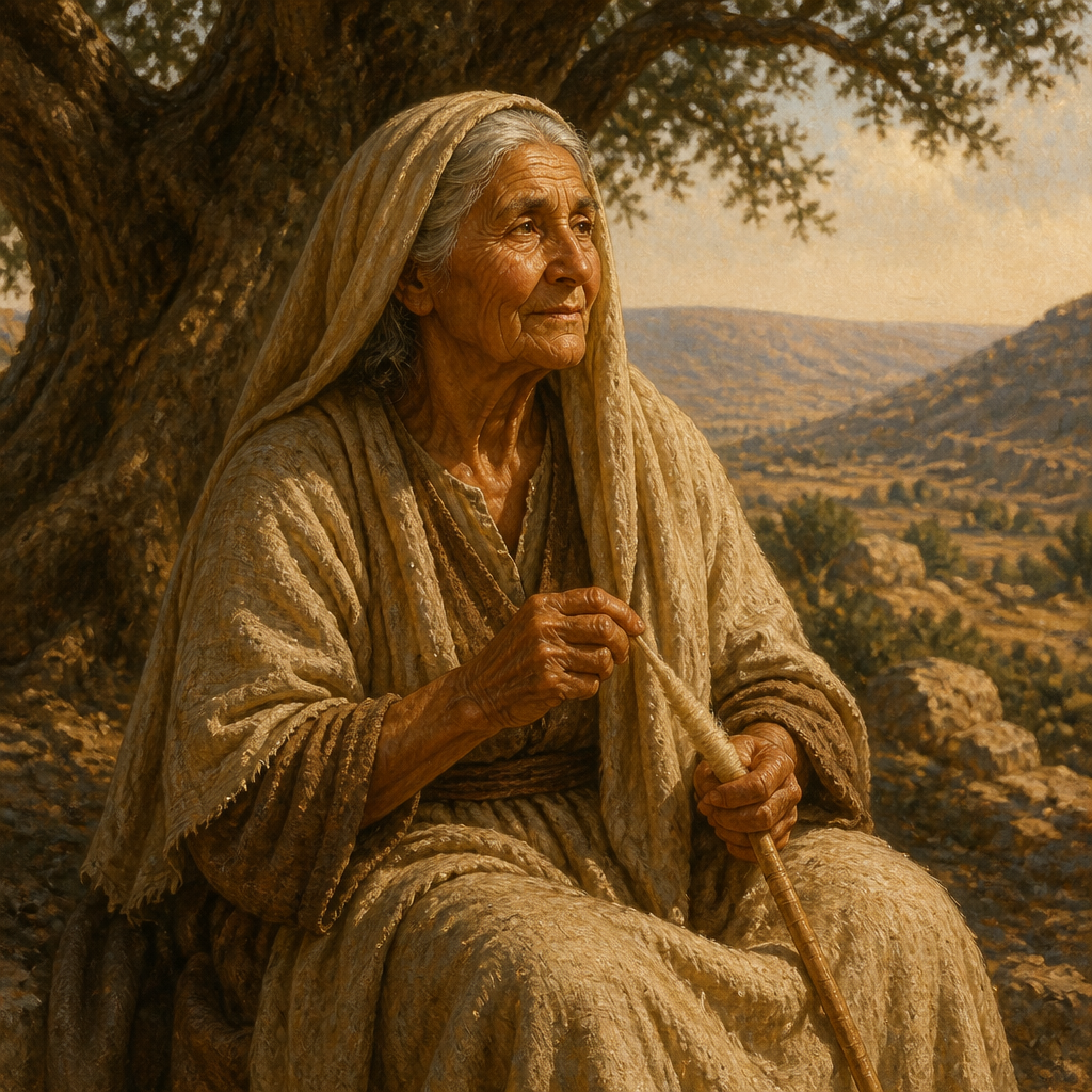 Oil-painting style portrait of Deborah, Nurse of Rebekah, Nurse of Rebekah whose death was honored by Jacob at the Oak of Weeping