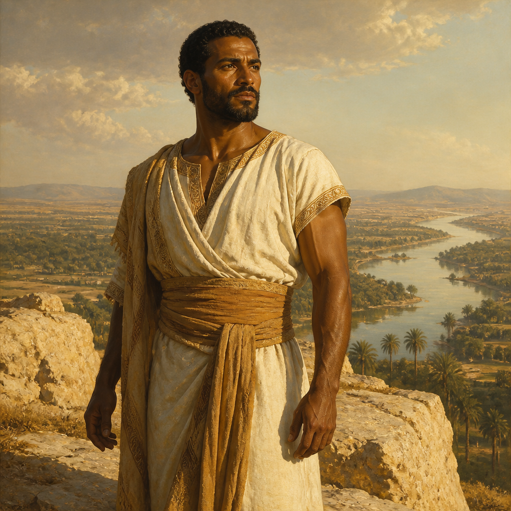 Oil-painting style portrait of Egypt, Son of Ham and progenitor of the Mizraimite tribes and nations
