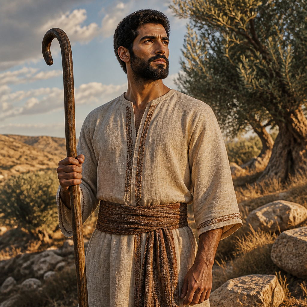Oil-painting style portrait of Elah, Son of Caleb, Son of the famous Israelite spy Caleb and father of Kenaz
