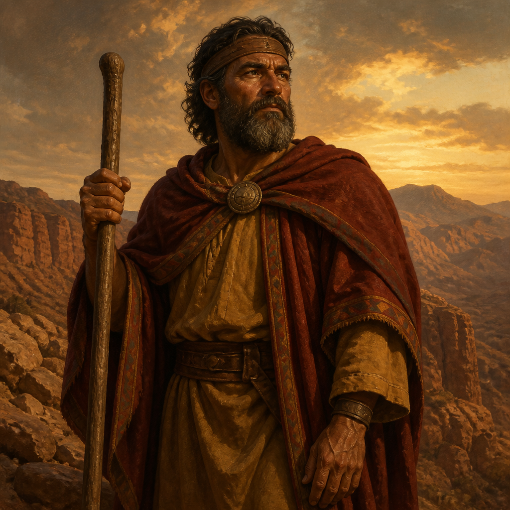 Oil-painting style portrait of Elah, Chief of Edom, Edomite chief mentioned in the genealogies of Esau