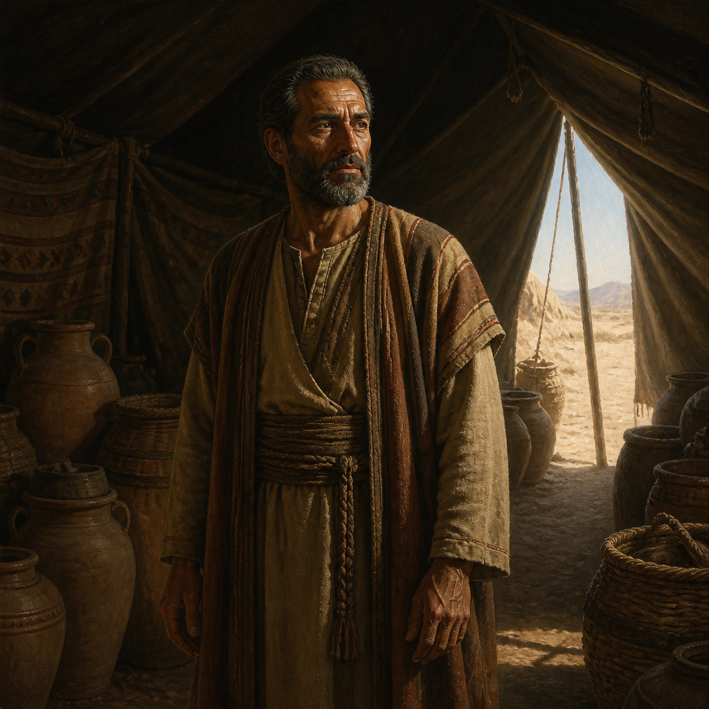 Oil-painting style portrait of Eliezer of Damascus, servant from Damascus who was the legal heir of Abram's house before the birth of Isaac