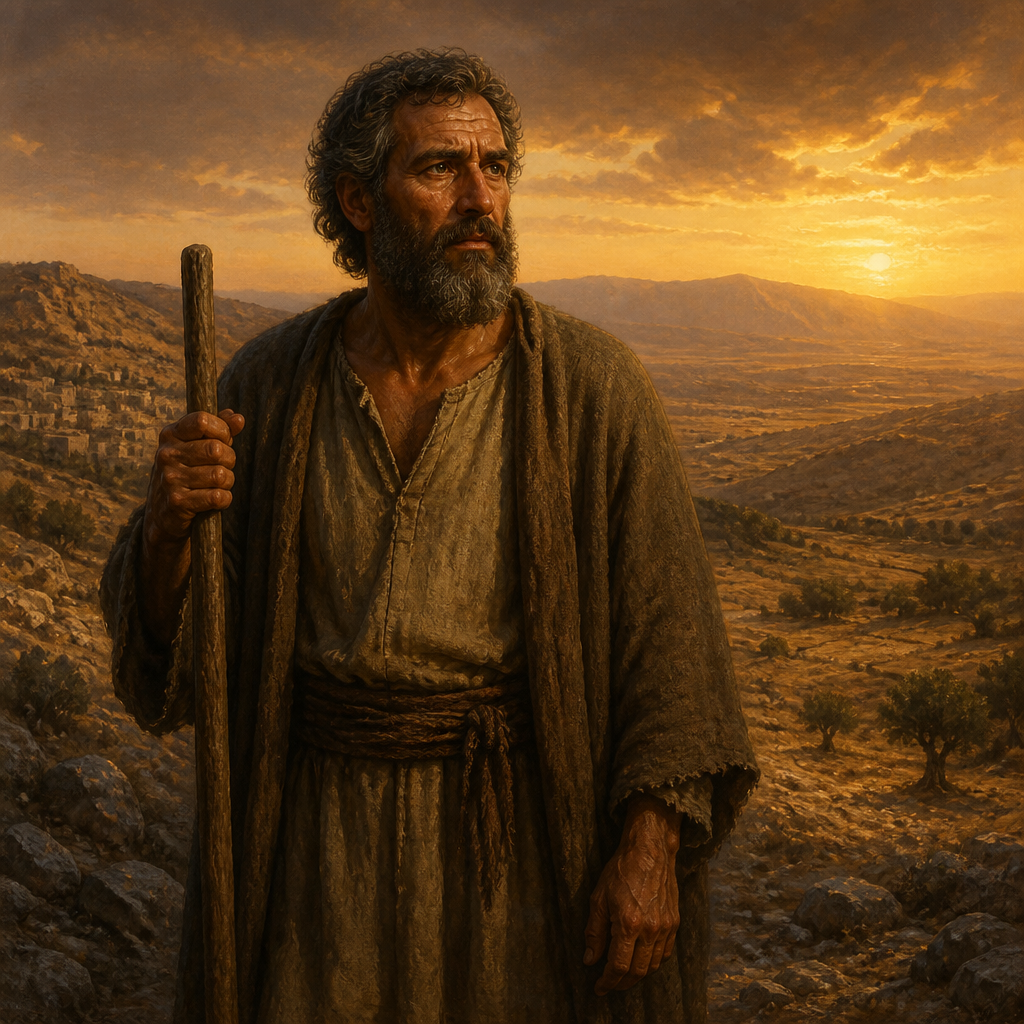 Oil-painting style portrait of Elimelech, Patriarchal head of the family in the Book of Ruth who moved from Bethlehem to Moab