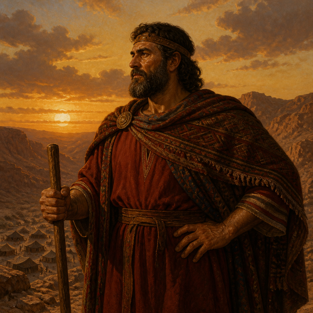 Oil-painting style portrait of Eliphaz, Son of Esau, Firstborn son of Esau and the father of the chiefs of Edom