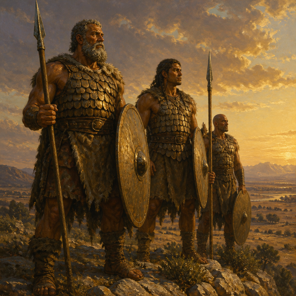Oil-painting style scene of Emim, figures from the Bible
