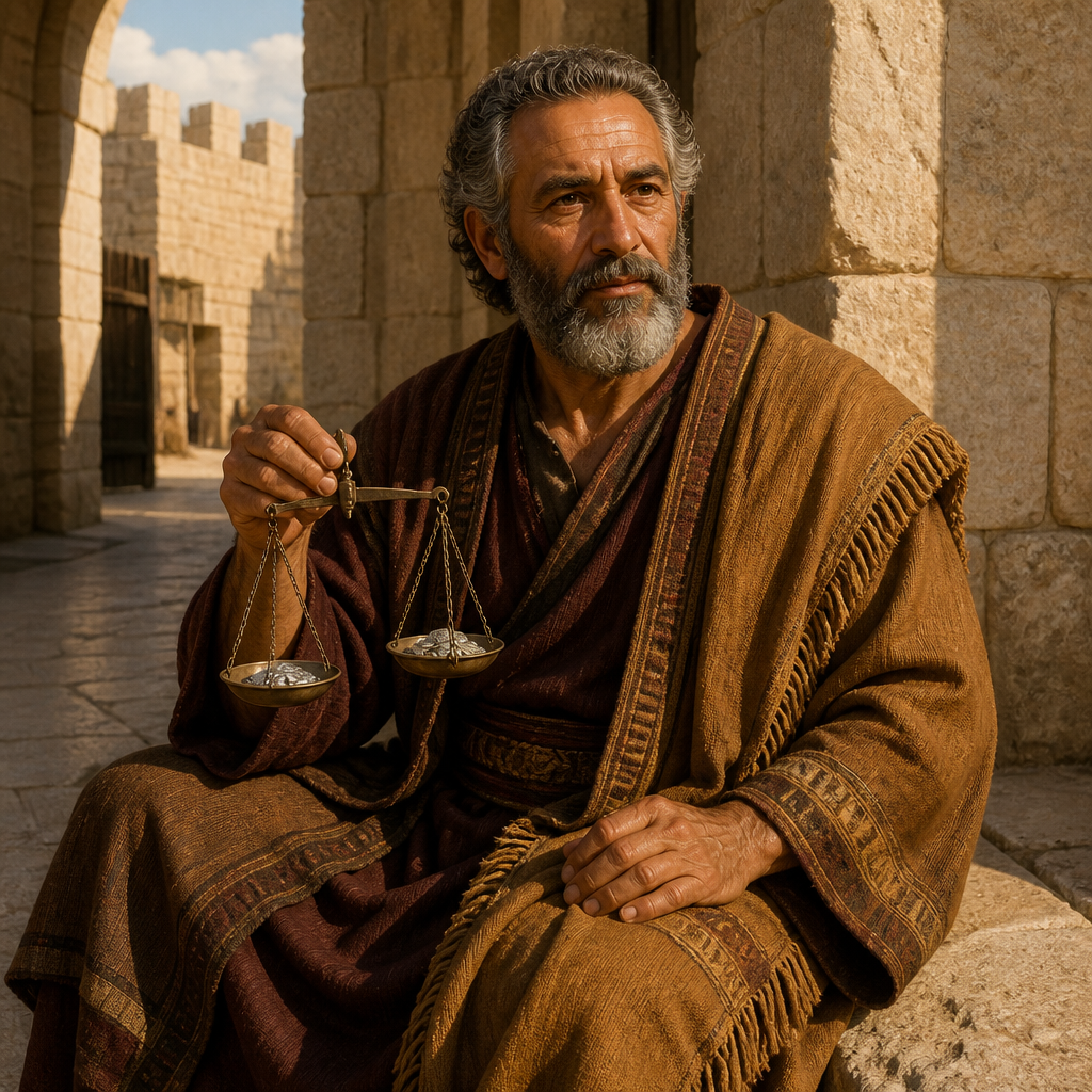 Oil-painting style portrait of Ephron, Hittite landowner who sold the cave of Machpelah to Abraham