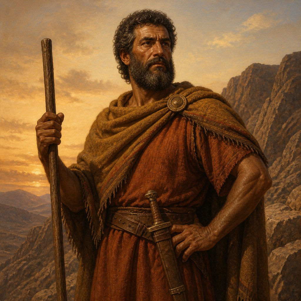 Oil-painting style portrait of Ezer, Chief of the Horites, Horite chief and son of Seir whose descendants formed a major clan in the land of Edom