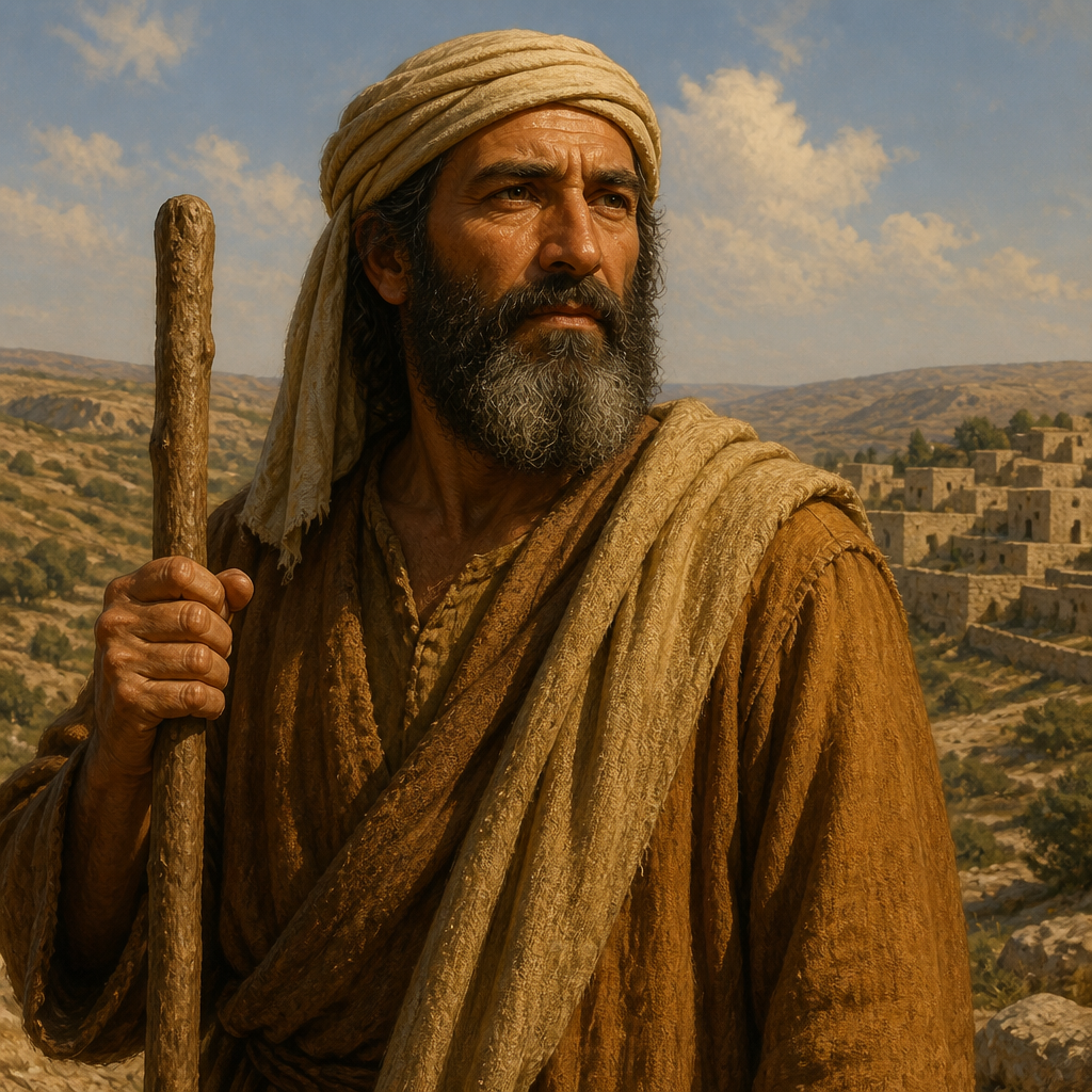 Oil-painting style portrait of Keilah the Garmite, Patriarch of the tribe of Judah mentioned in the genealogies of the Chronicler