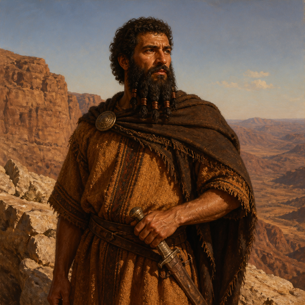 Oil-painting style portrait of Gatam, Edomite chief and son of Eliphaz who helped establish the nation of Edom