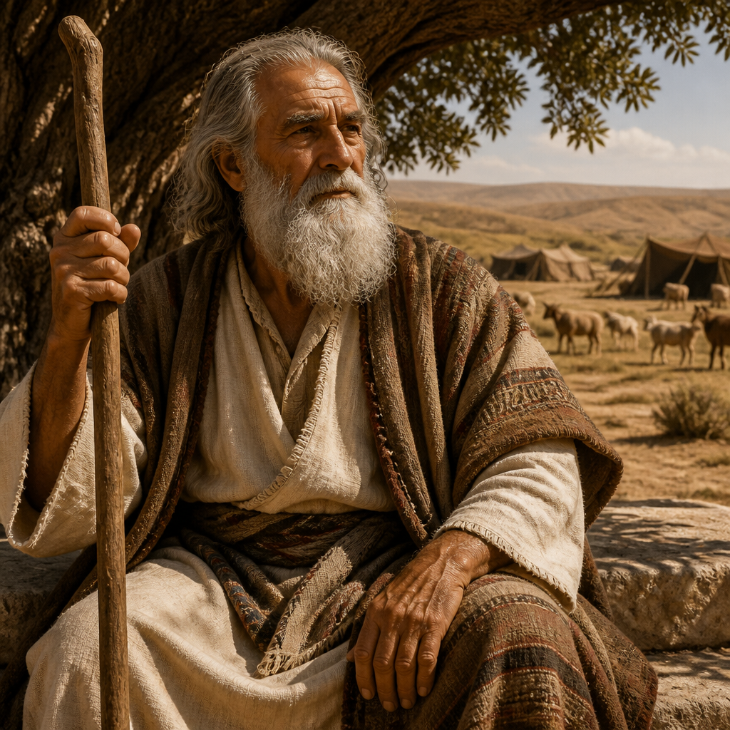 Oil-painting style portrait of Hachmoni, Patriarch of the lineage that produced King David's chief mighty man