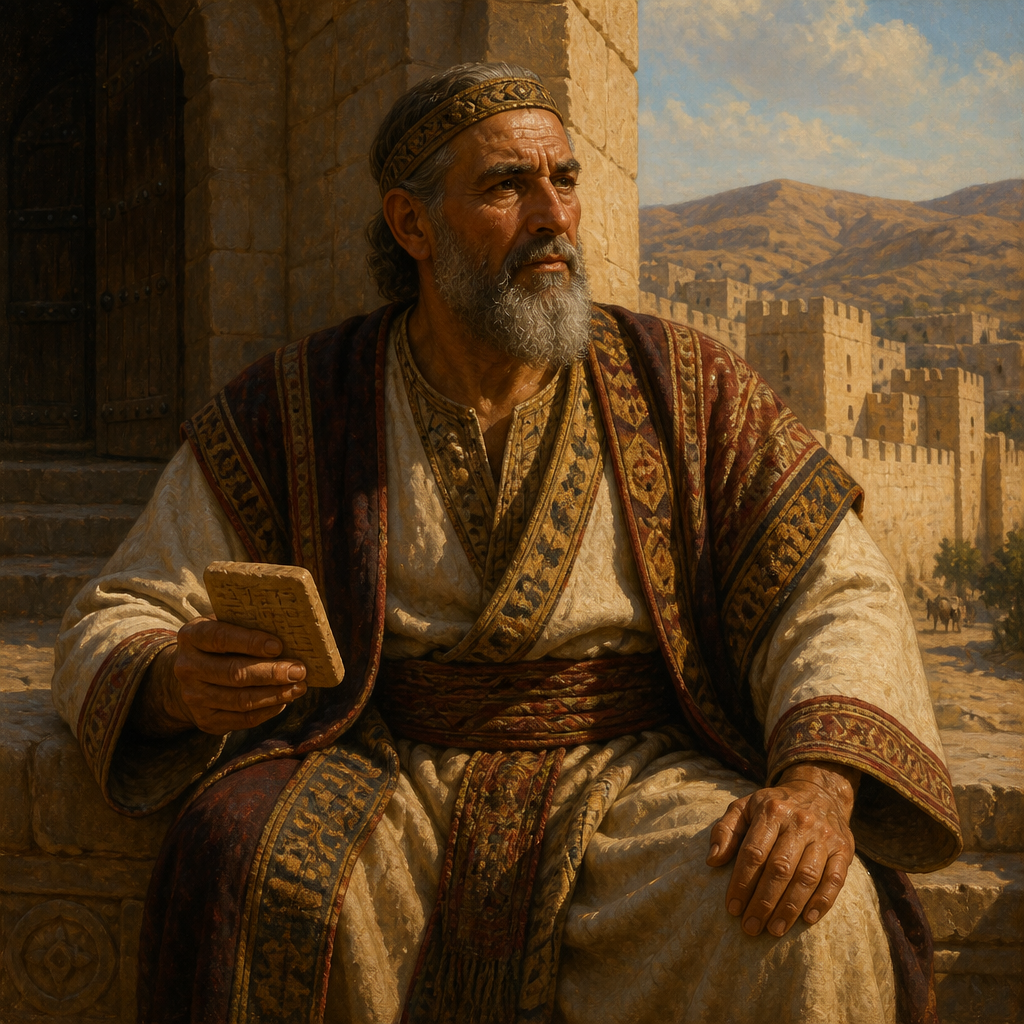 Oil-painting style portrait of Hamor, Hivite prince who sold land to Jacob and was later killed by Simeon and Levi