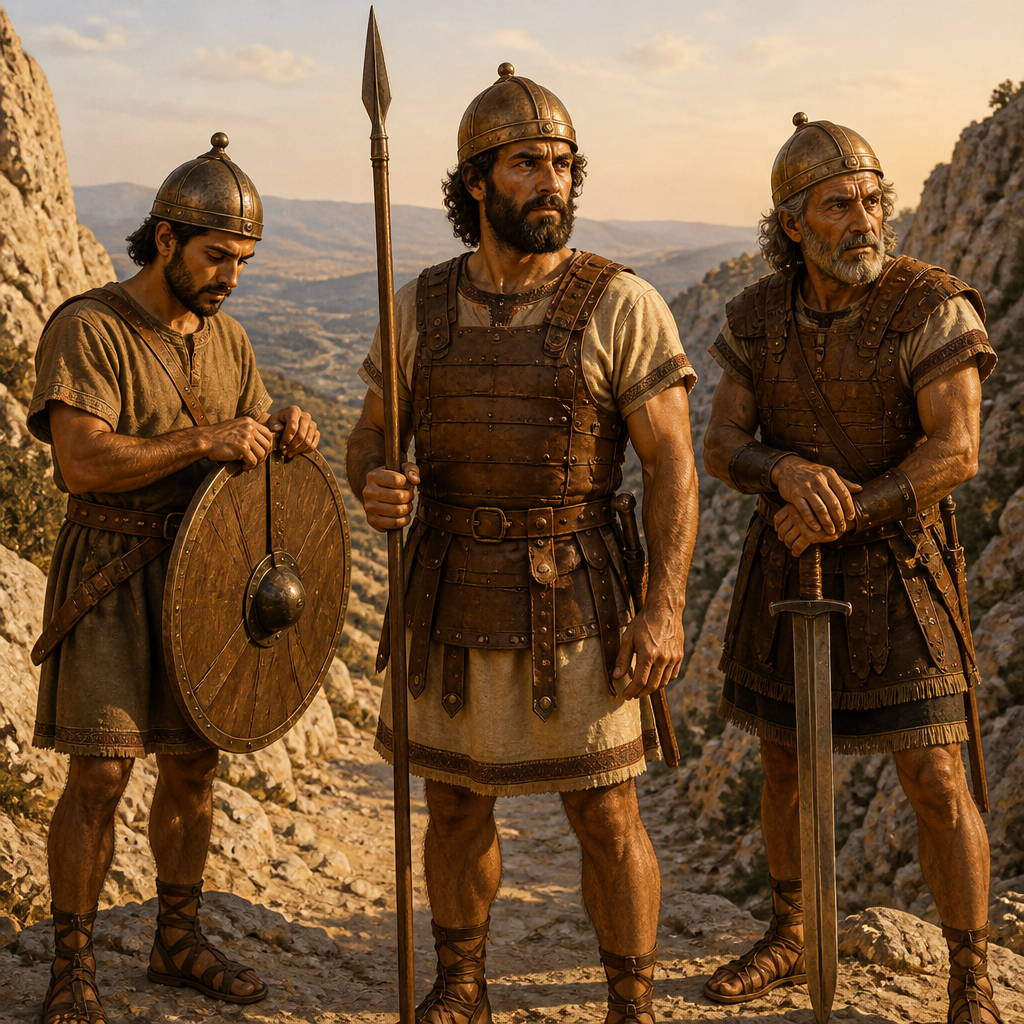 Oil-painting style scene of The Hararites, figures from the Bible