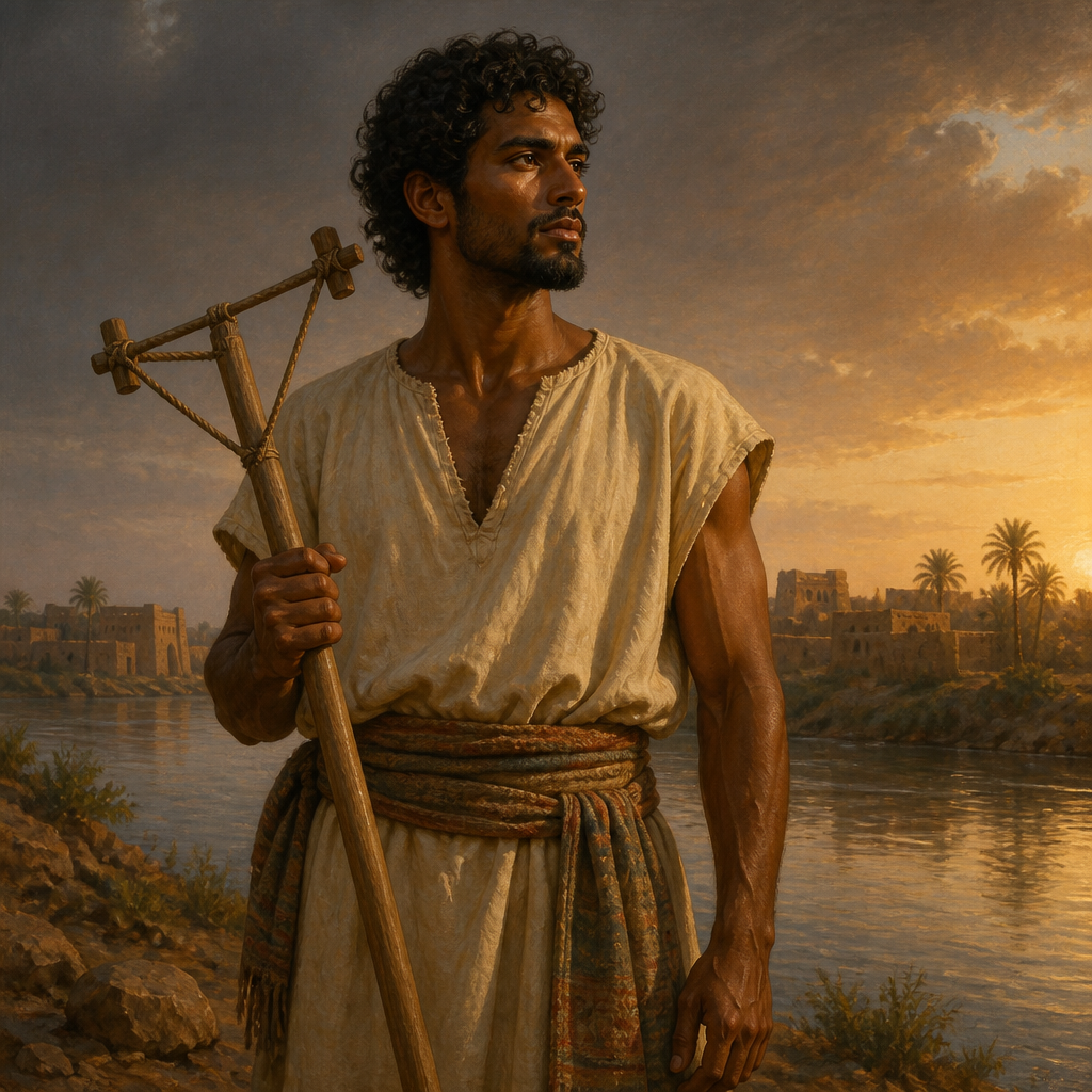 Oil-painting style portrait of Havilah, Son of Cush, Son of Cush and brother of Nimrod who appears in the Table of Nations