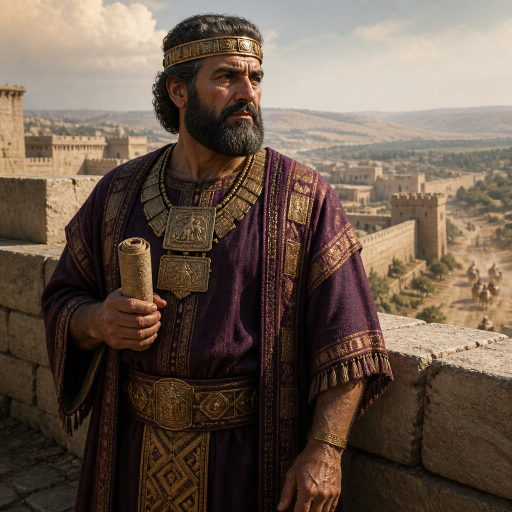 Oil-painting style portrait of Jabin, King of Hazor during the Conquest, King of Hazor who organized the northern Canaanite coalition against Joshua
