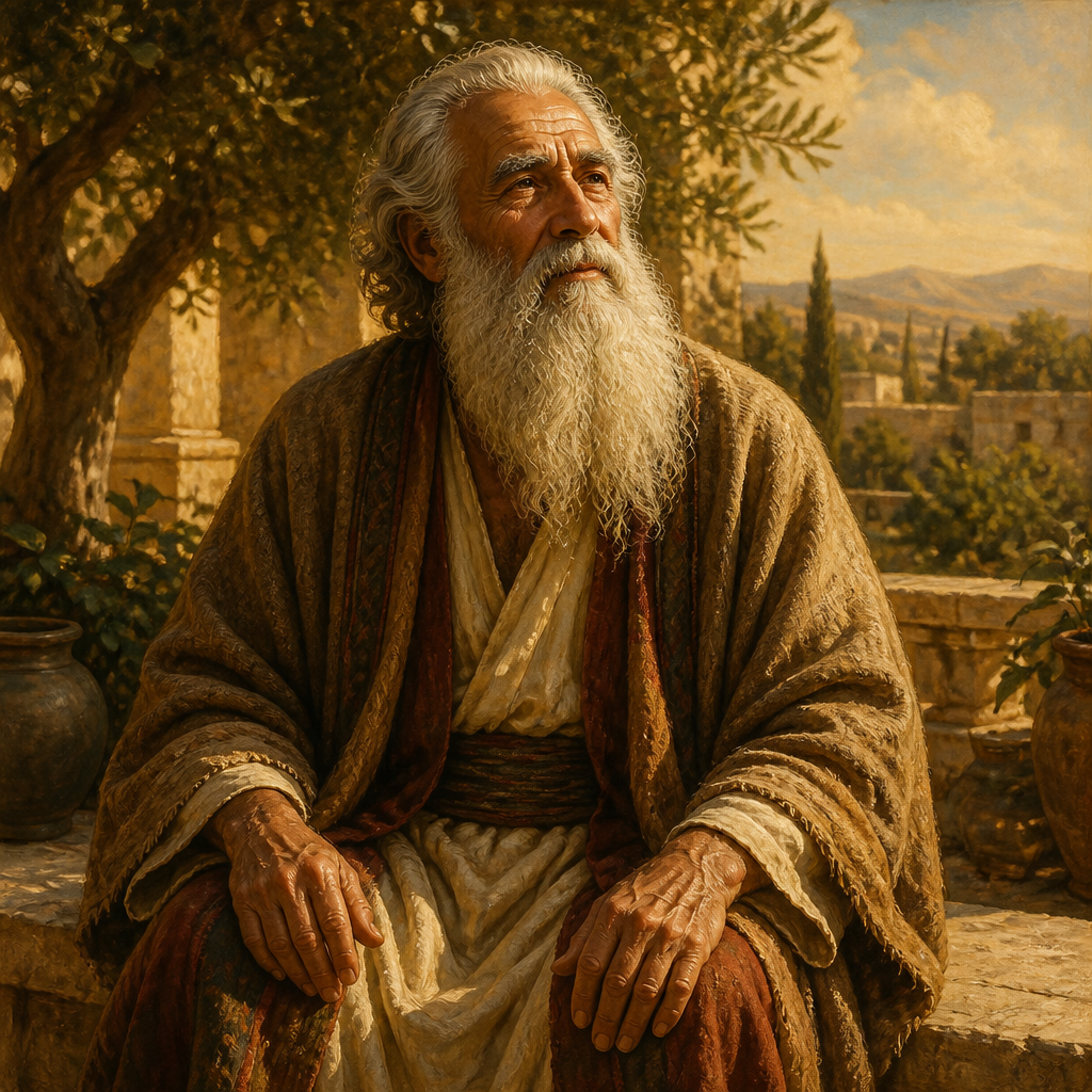 Oil-painting style portrait of Job, Patriarch who remained faithful to God despite losing his wealth, children, and health