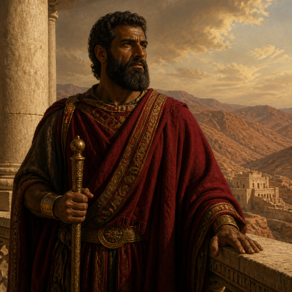 Oil-painting style portrait of Jobab, King of Edom, King of Edom who reigned in Bozrah before the time of the Israelite monarchy