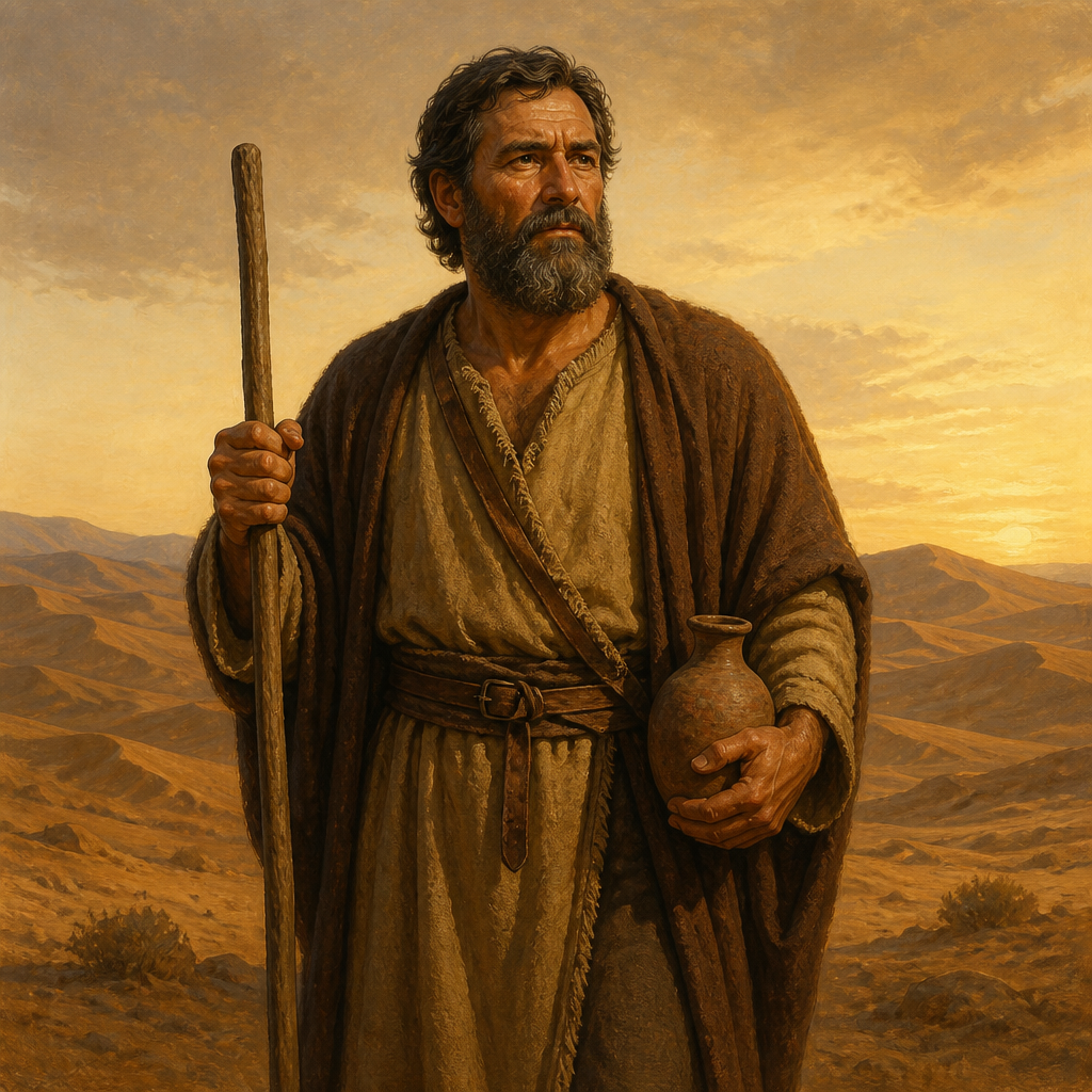 Oil-painting style portrait of Jokshan, Son of Abraham and Keturah who fathered the tribes of Sheba and Dedan