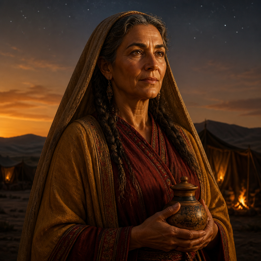 Oil-painting style portrait of Keturah, Wife of Abraham and mother of six sons who founded Eastern tribes