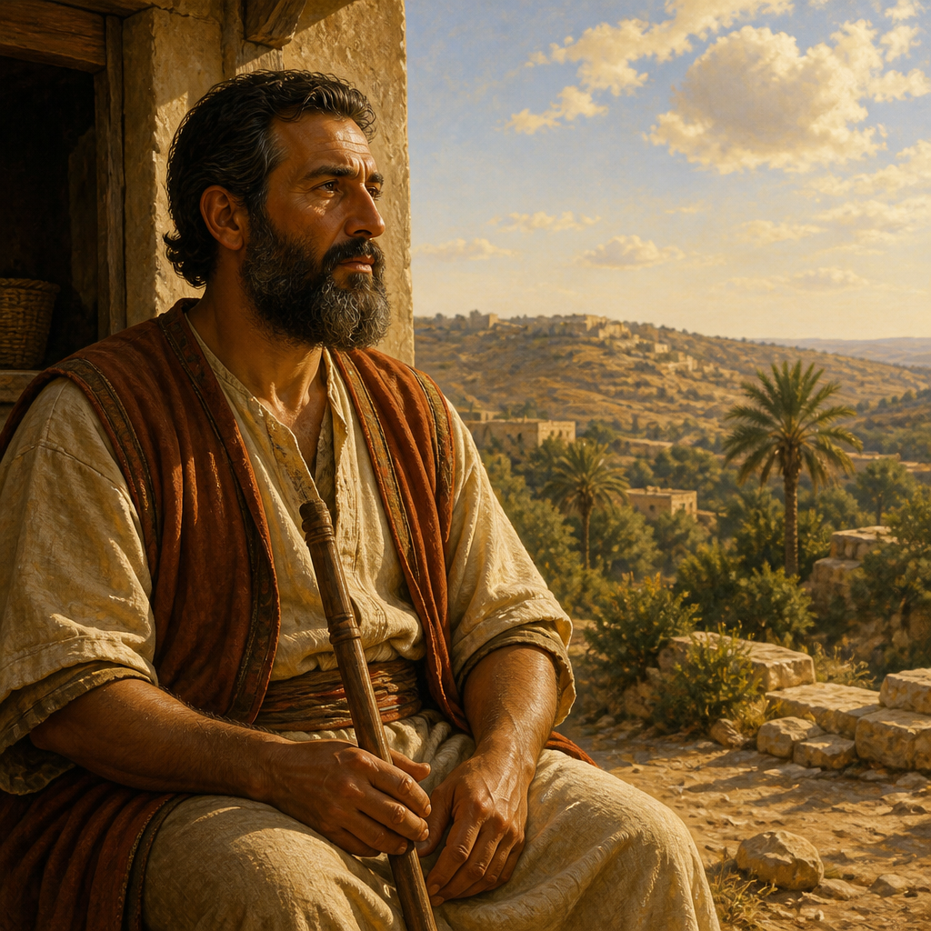 Oil-painting style portrait of Lappidoth, Husband of the prophetess and judge Deborah