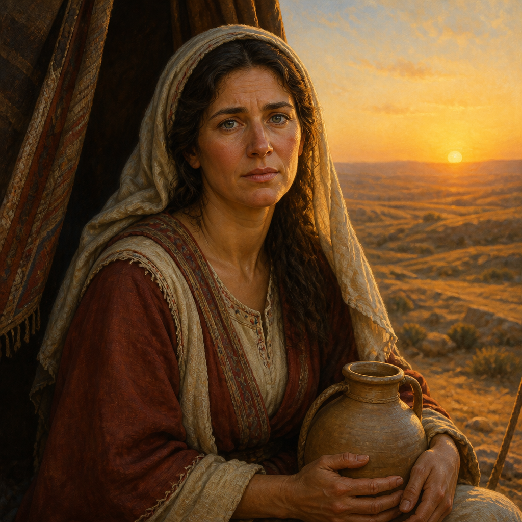 Oil-painting style portrait of Leah, Matriarch who mothered six of the twelve tribes of Israel including the priestly and royal lines