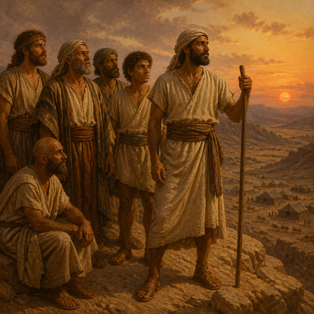 Oil-painting style scene of Lehabim, figures from the Bible