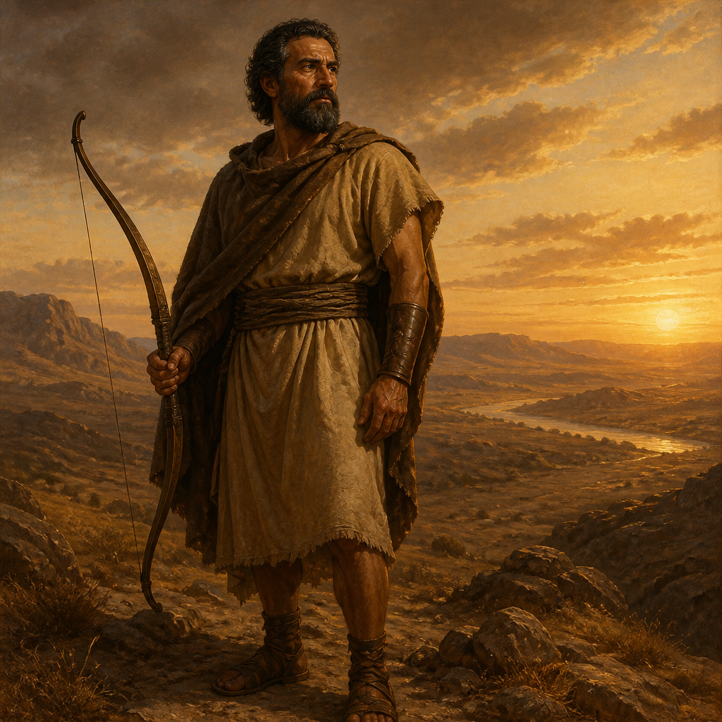 Oil-painting style portrait of Lud, Son of Shem and ancestor of the Lydian people
