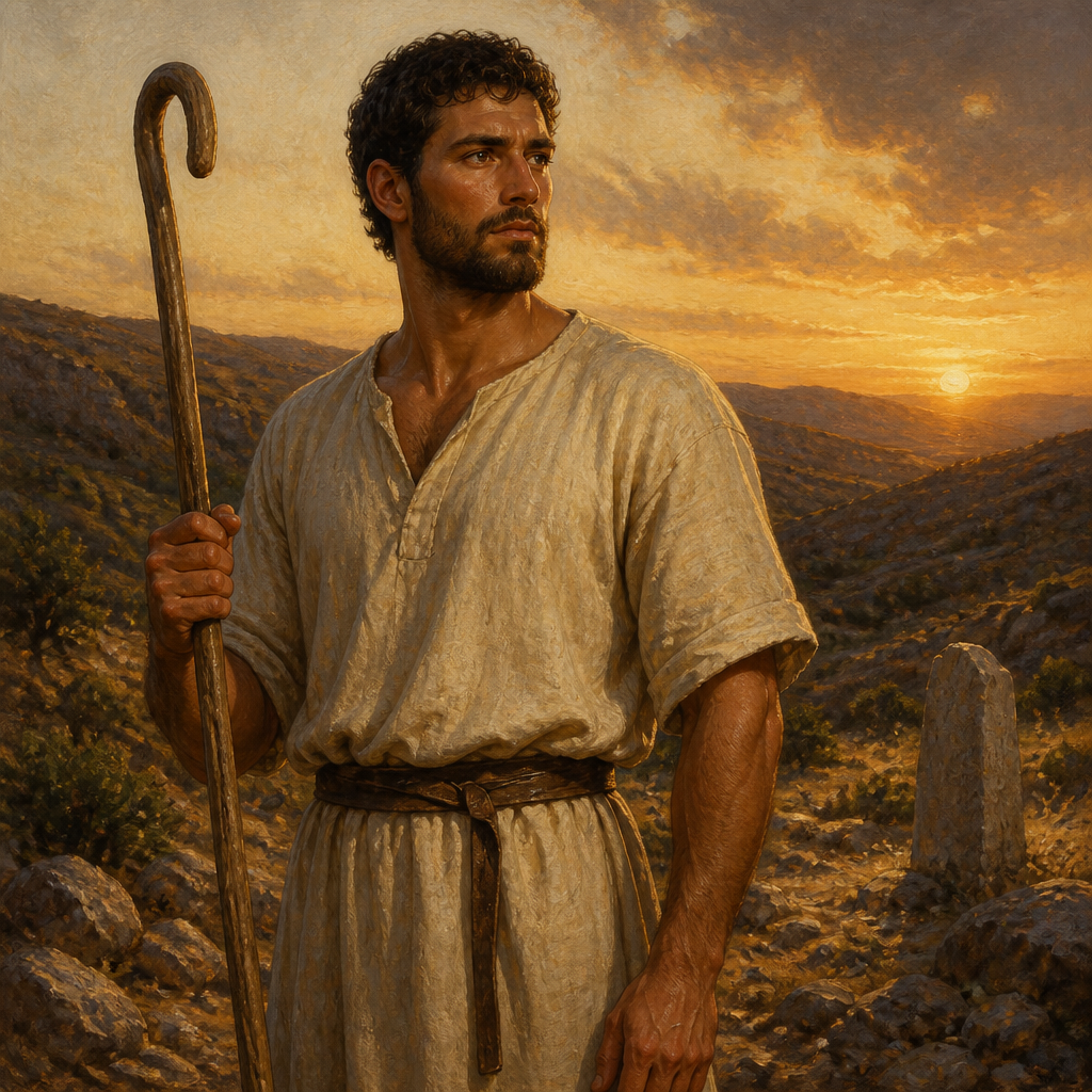Oil-painting style portrait of Machbenah, Patriarch of the tribe of Judah and son of Sheva listed in the genealogy of Caleb