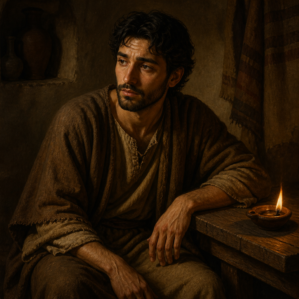Oil-painting style portrait of Mahlon, First husband of Ruth whose death led to her journey to Bethlehem