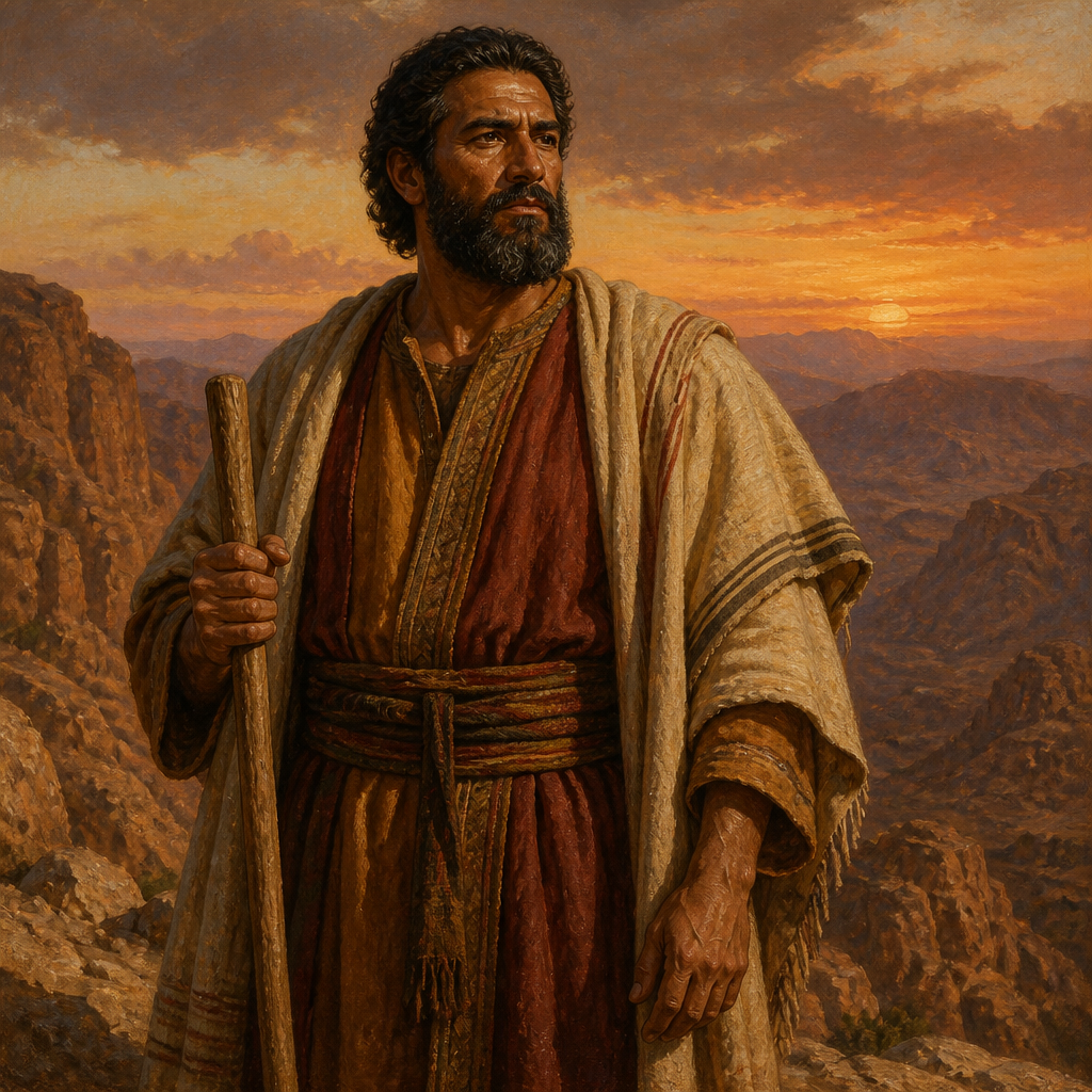 Oil-painting style portrait of Manahath, Patriarch of the Horite people and son of Shobal