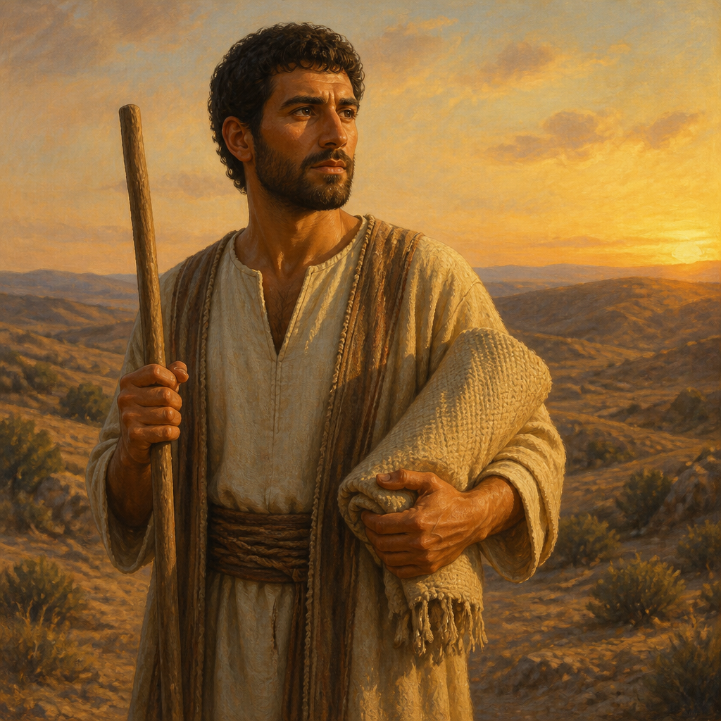 Oil-painting style portrait of Mareshah, Son of Laadah, Patriarchal descendant of Shelah in the tribe of Judah
