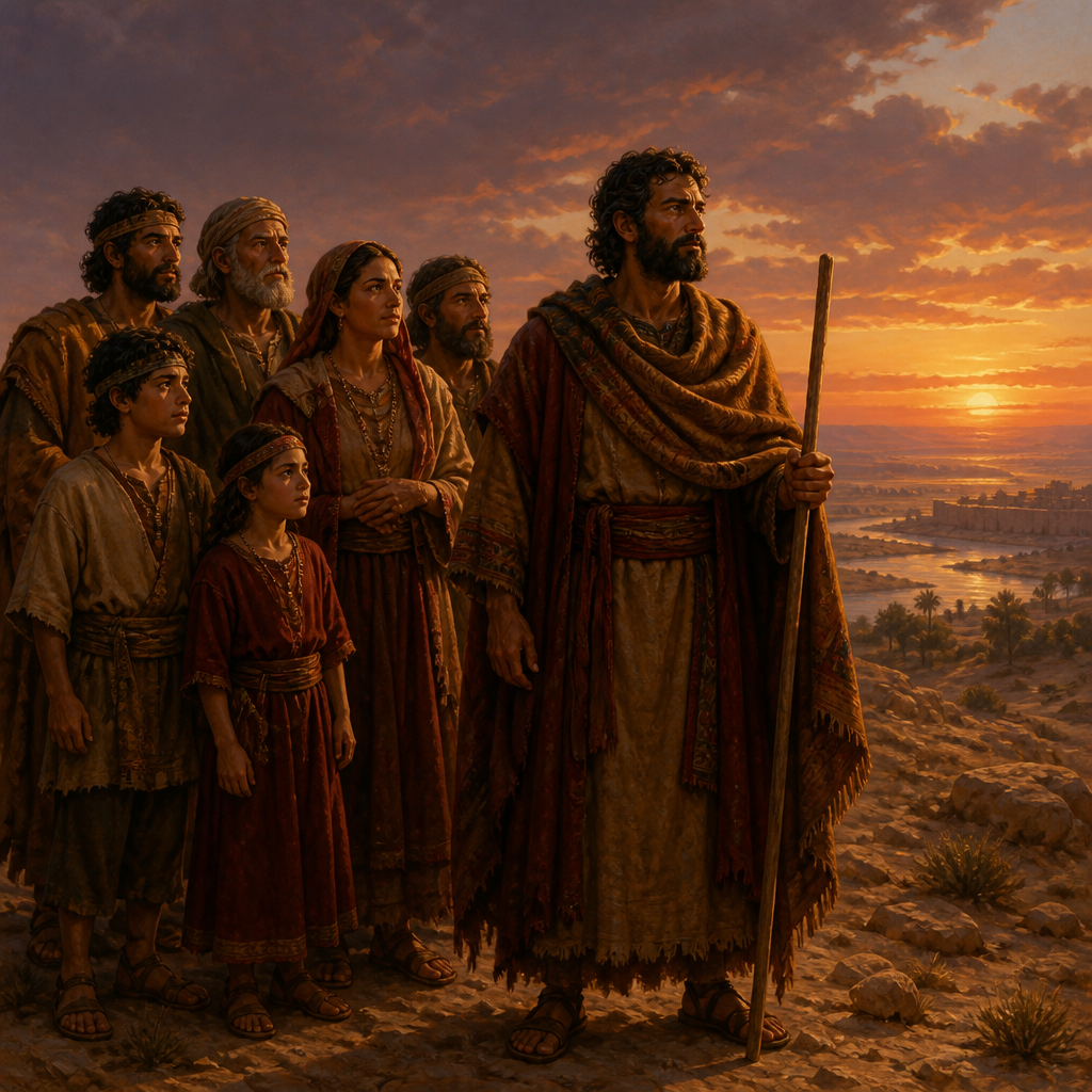 Oil-painting style scene of Mash, figures from the Bible